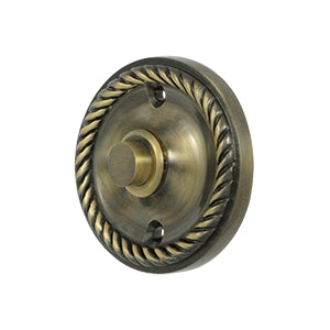 Deltana Solid Brass Round Rope Bell Button - Antique Brass