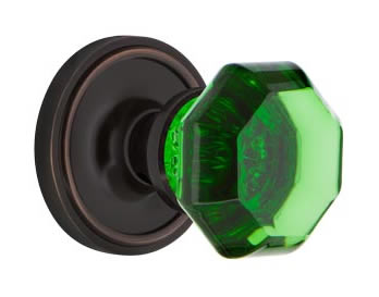Nostalgic Warehouse Classic Rose with Emerald Waldorf Crystal Knob