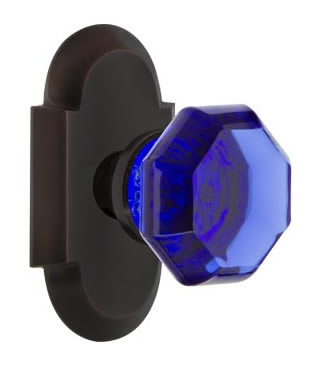 Nostalgic Warehouse Cottage Plate with Cobalt Waldorf Crystal Knob - Timeless Bronze