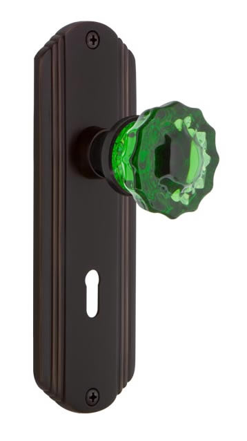 Nostalgic Warehouse Deco Plate with Crystal Emerald Knob