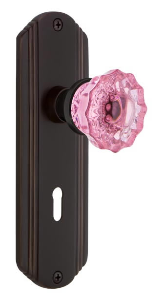 Nostalgic Warehouse Deco Plate with Crystal Pink Knob