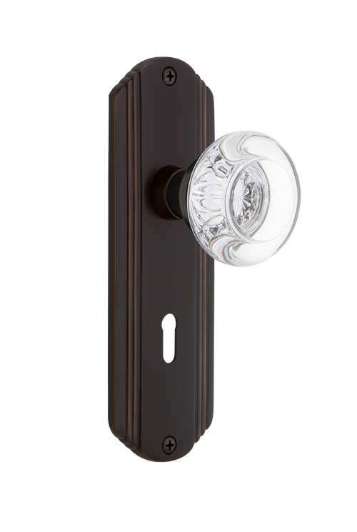 Nostalgic Warehouse Deco Plate with Round Crystal Knob - Mortise Lock
