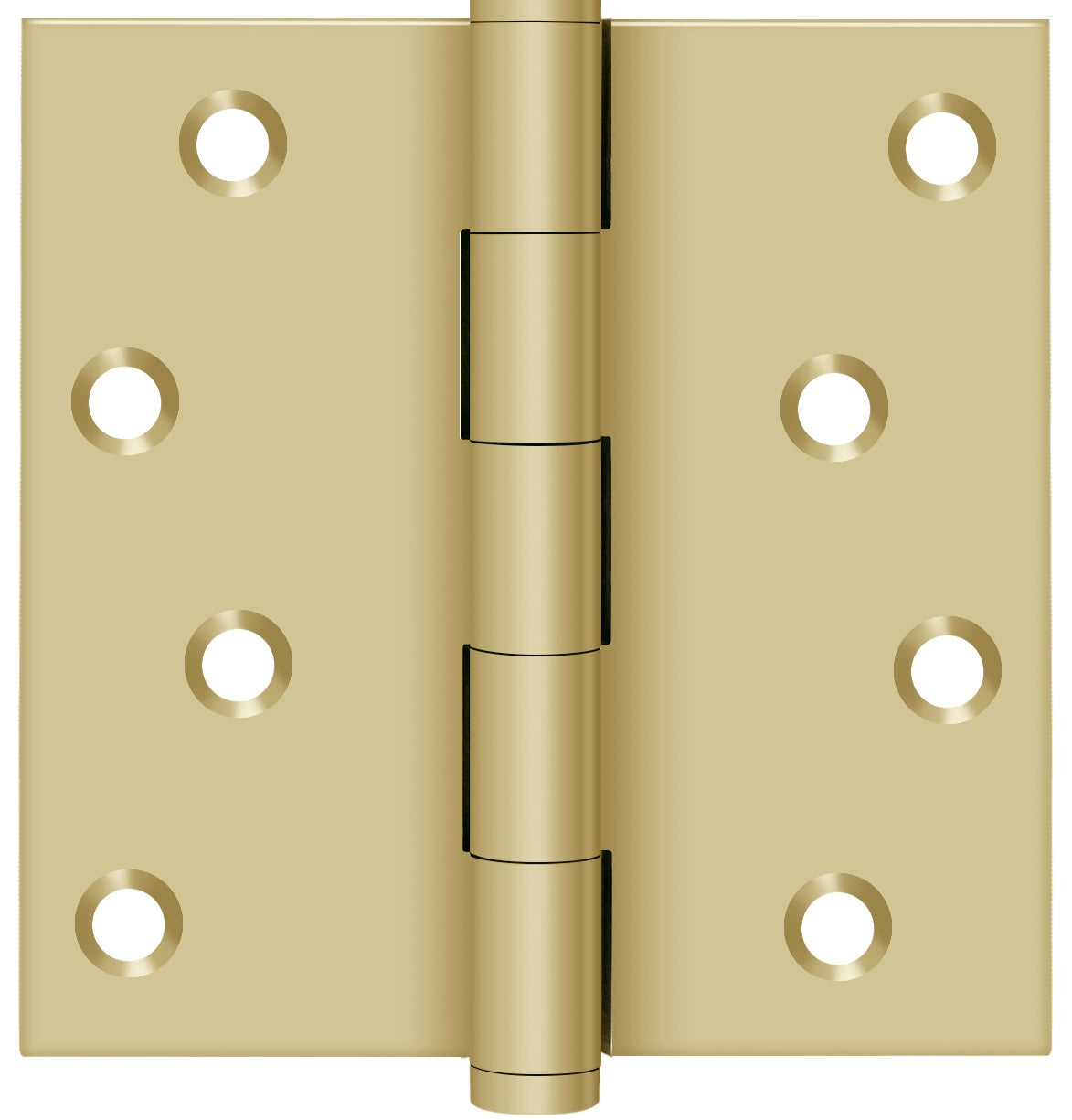 Deltana 4 x 4 Inch Solid Brass Square Corner Residential, Zig-zag Hole Pattern Hinge - Pair