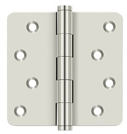Deltana 4 x 4 Inch Solid Brass 1/4" Radius Corner, Residential, Zig-zag Hole Pattern Hinge - Pair