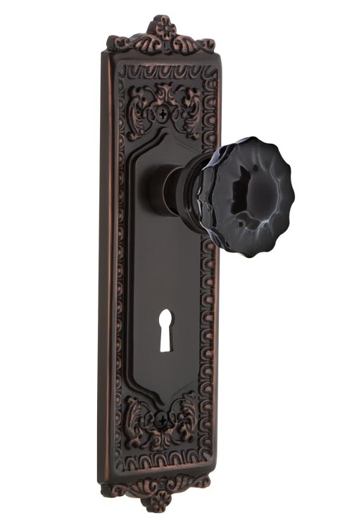 Nostalgic Warehouse Egg & Dart Plate with Black Crystal Knob