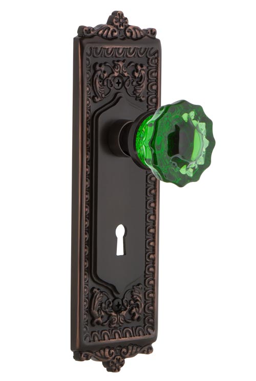 Nostalgic Warehouse Egg & Dart Plate with Emerald Crystal Knob