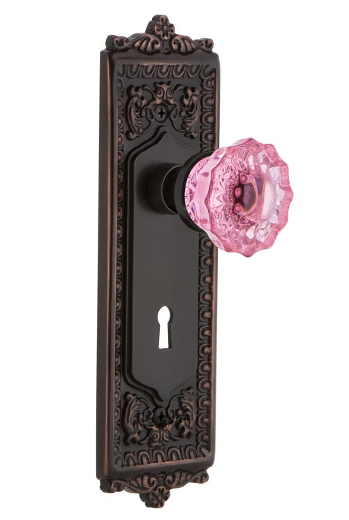 Nostalgic Warehouse Egg & Dart Plate with Pink Crystal Knob