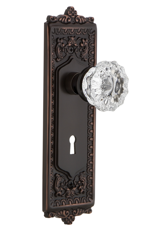Nostalgic Warehouse Egg and Dart Plate with Crystal Knob - Mortise Lock