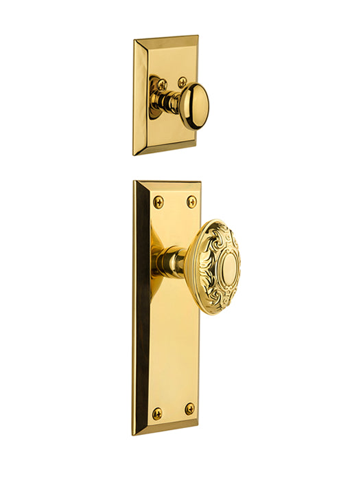 Grandeur Fifth Avenue Handleset with Grande Victorian Knob - (Interior Half Only, with Deadbolt)