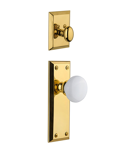 Grandeur Fifth Avenue Handleset with Hyde Park Knob - (Interior Half Only, with Deadbolt)