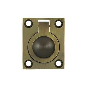 Deltana Solid Brass Flush Ring Pull - Antique Brass
