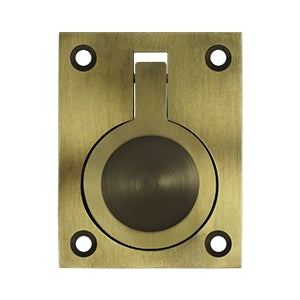 Deltana Solid Brass Flush Ring Pull - Antique Brass