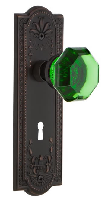 Nostalgic Warehouse Meadows Plate with Emerald Waldorf Knob