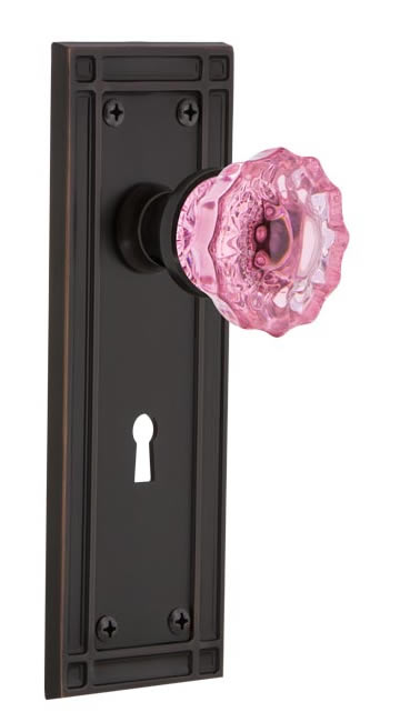 Nostalgic Warehouse Mission Plate with Pink Crystal Knob