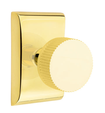 Emtek Conical Straight Knurled Door Knob with Neos Rosette