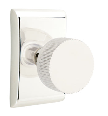 Emtek Conical Straight Knurled Interior Mortise Knob with Neos Rosette