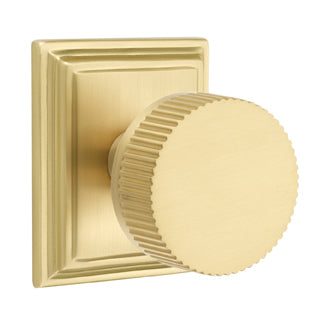Emtek Conical Straight Knurled Interior Mortise Knob with Wilshire Rosette