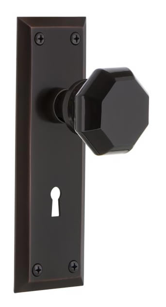 Nostalgic Warehouse New York Plate with Black Waldorf Knob