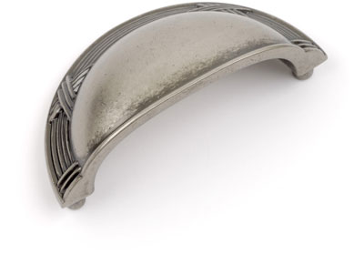 Dynasty Ribbon & Reed 3 Inch Bin Pull - Antique Nickel/Pewter