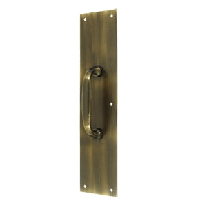 Deltana Solid Brass 15 Inch Push Plate with Handle - Antique Brass