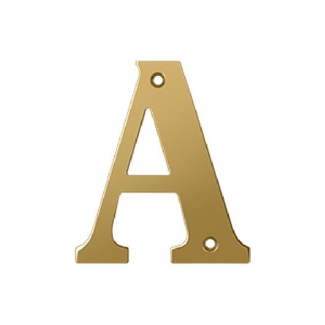 Deltana Solid Brass 4 Inch Residential Letter A - PVD Polished Brass
