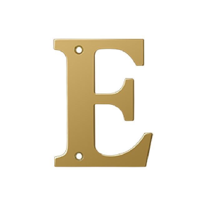 Deltana Solid Brass 4 Inch Residential Letter E - PVD Lifetime Brass