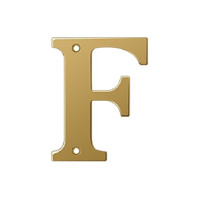 Deltana Solid Brass 4 Inch Residential Letter F - PVD Lifetime Brass