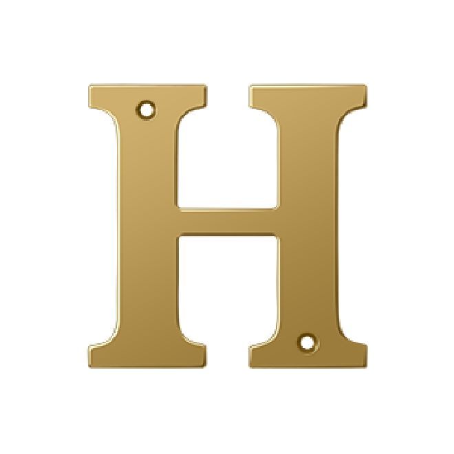 Deltana Solid Brass 4 Inch Residential Letter H - PVD Lifetime Brass