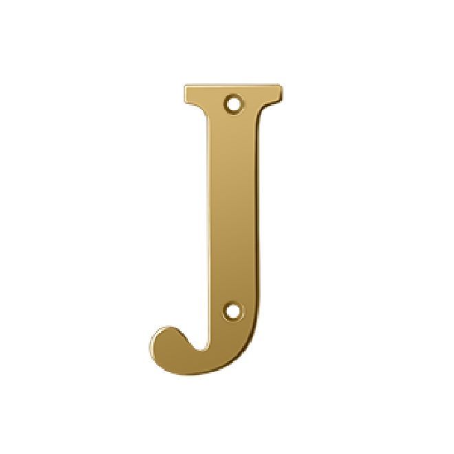 Deltana Solid Brass 4 Inch Residential Letter J - PVD Polished Brass