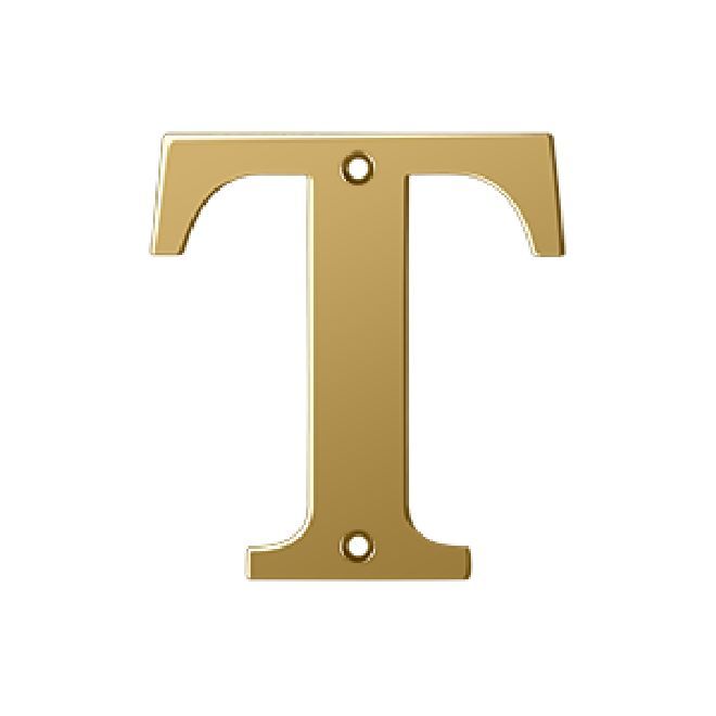 Deltana Solid Brass 4 Inch Residential Letter T - PVD Lifetime Brass