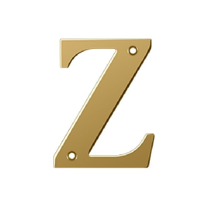 Deltana Solid Brass 4 Inch Residential Letter Z - PVD Lifetime Brass