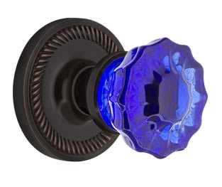 Nostalgic Warehouse Rope Rose with Cobalt Crystal Knob