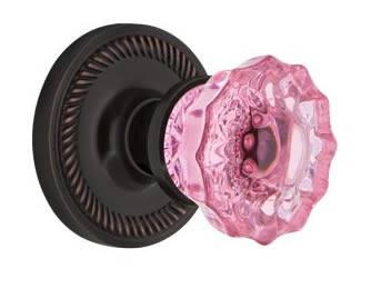 Nostalgic Warehouse Rope Rose with Pink Crystal Knob
