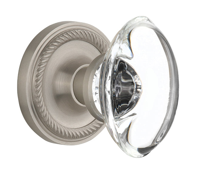 Nostalgic Warehouse Rope Rosette with Oval Clear Crystal Knob