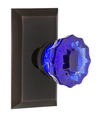Nostalgic Warehouse Studio Plate with Cobalt Crystal Knob