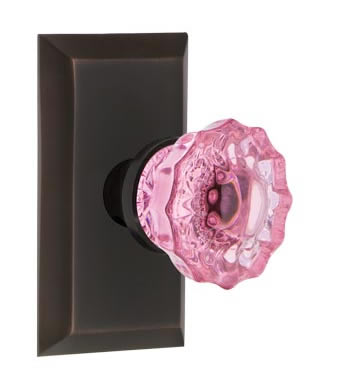Nostalgic Warehouse Studio Plate with Pink Crystal Knob