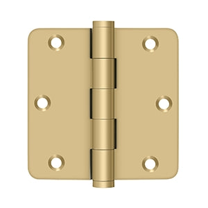 Deltana 3 1/2 x 3 1/2 Inch Solid Brass 5/8" Radius Corner Residential Hinge - Pair