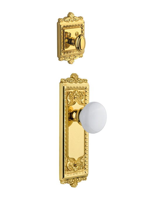 Grandeur Windsor Handleset with Hyde Park Knob - (Interior Half Only, with Deadbolt)