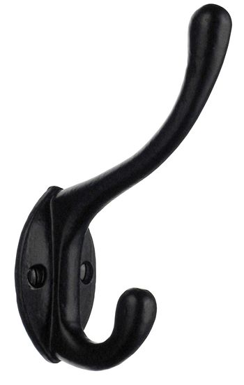Beslagsboden Classic Rustic 6-3/8 Inch Double Hook In Black Wrought Iron