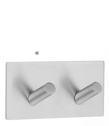 Beslagsboden Design Self-Adhesive Rectangular Double Hook In Brushed Stainless Steel