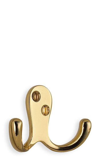 Beslagsboden Classic 1-3/4 Inch Double Coat Hook In Polished Brass