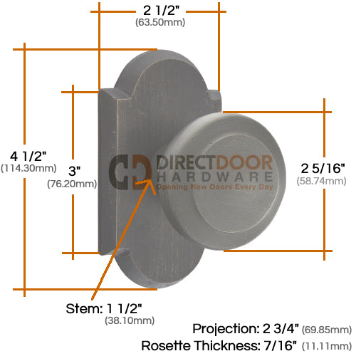 Emtek Butte Sandcast Door Knob with Style 1 Rosette