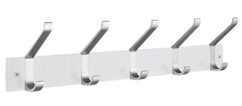 Beslagsboden Profile Collection Five Hook Rack In Satin Aluminium/White