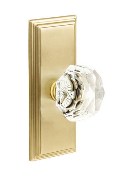 Emtek Diamond Crystal Knob with 7 Inch Wilshire Sideplate