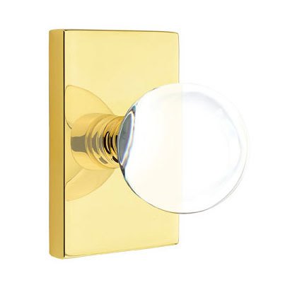 Emtek Bristol Interior Mortise Knob with Modern Rectangular Rosette