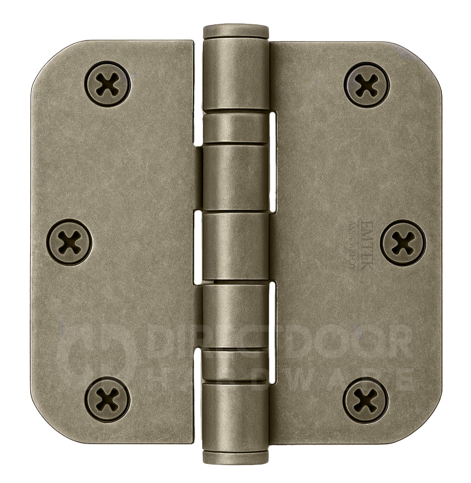 Emtek 3 1/2 Inch Steel Ball Bearing Door Hinges with 5/8 Inch Round Corners (pair)
