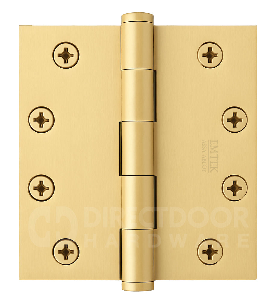 Emtek 4 Inch Heavy Duty Door Hinges With Square Corners in Satin Brass