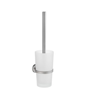 Smedbo Home Collection Toilet Brush Wallmount With Frosted Glass Container HS333 Brushed Chrome
