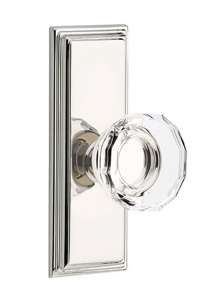 Emtek Lowell Crystal Knob with 7 Inch Wilshire Sideplate