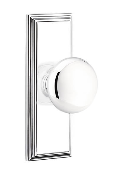 Emtek Providence Knob with 7 Inch Wilshire Sideplate